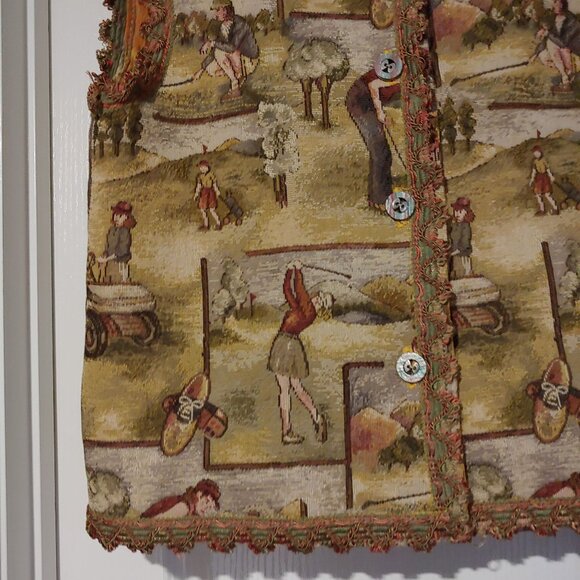 Vtg Woven Tapestry Golf Button Vest Handmade Heritage Folksy Cottage Old Money - Picture 5 of 12